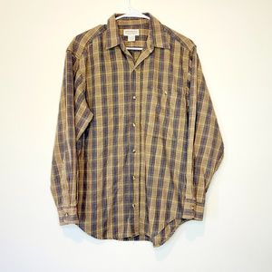 Vintage 90s Banana Republic Mens Small Long sleeve Plaid Flannel Shirt USA Made